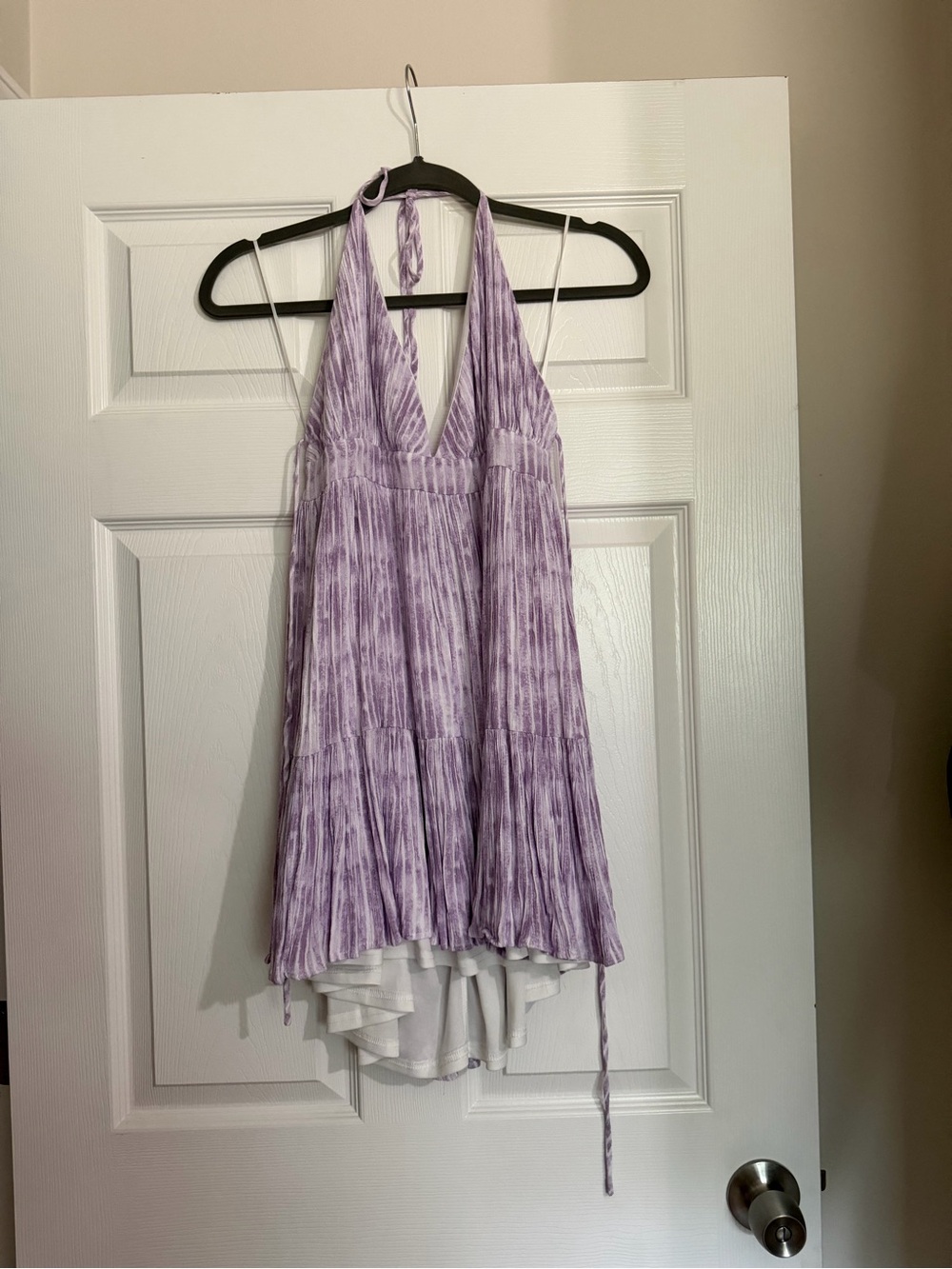 Lavender Backless Halter Tiered Summer Dress